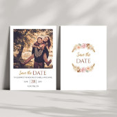 Rustikales Bohemisches florales Foto Hochzeit Erde Save The Date