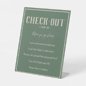 Rustikales Bohemisches Green Guest Karo Out Table Sockelschild (Vorderseite)