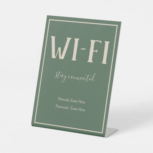 Rustikales Bohemisches Green Wi-Fi Guest Pedestal  Sockelschild (Vorderseite)