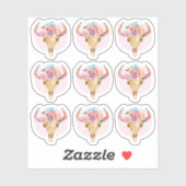 Rustikales Bohemisches Kuhschädel - Planierschild Aufkleber (Blatt)