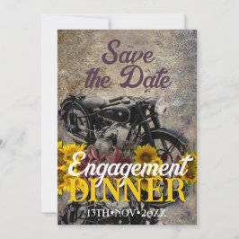 Rustikales Bohemisches Sonnenblumen Motorrad Abend Einladung