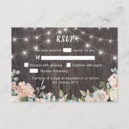 Rustikales Bohemisches String Lights Floral Weddin RSVP Karte