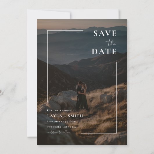 Rustikales Bohemisches Vollblut Foto Moderne Hochz Save The Date (Vorderseite)