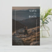 Rustikales Bohemisches Vollblut Foto Moderne Hochz Save The Date (Stehend Vorderseite)