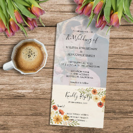 Rustikales bohfarbenes Foto Hochzeit All In One Einladung