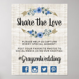 Rustikales Boho Arrows & Floral Wedding Hashtag Fo Poster