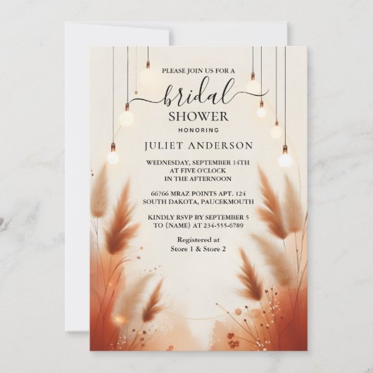 Rustikales Boho Autumn Ombre Brown Brautparty Einladung (Vorderseite)