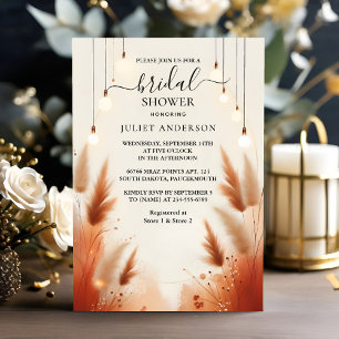 Rustikales Boho Autumn Ombre Brown Brautparty Einladung