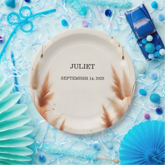 Rustikales Boho Autumn Ombre Brown Brautparty Pappteller (Party)