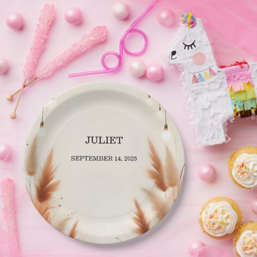 Rustikales Boho Autumn Ombre Brown Brautparty Pappteller (Party)