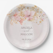 Rustikales Boho Blumengarten Hochzeiten Pappteller (Vorderseite)