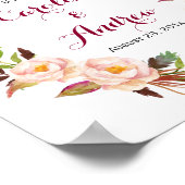 Rustikales Boho Blumenreath Begrüßungszeichen Poster (Ecke)