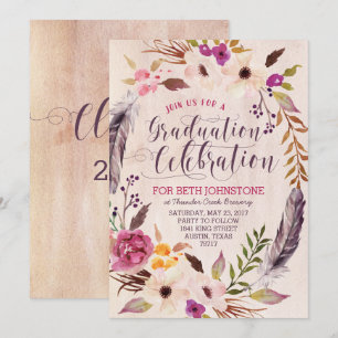 Rustikales Boho Blumenstrauß Einladungen