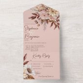 Rustikales Boho Blush Neutrals Blumenrosa Abendess All In One Einladung (Innen Boden)