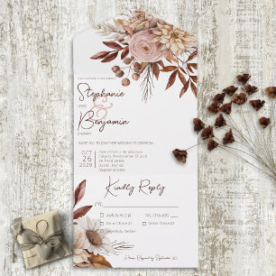 Rustikales Boho Blush Neutrals Blumenweißes Abende All In One Einladung