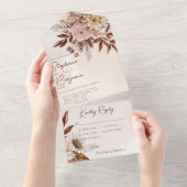 Rustikales Boho Blush Neutrals Tan Dinner All In One Einladung (Abreißen)