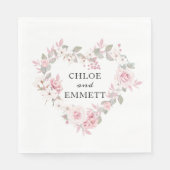 Rustikales Boho Blush Pink Blues Botanisches Herz Serviette (Vorderseite)