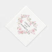 Rustikales Boho Blush Pink Blues Botanisches Herz Serviette (Ecke)