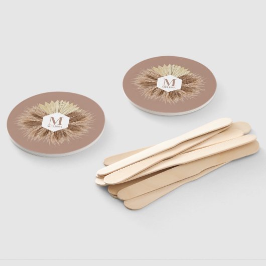 Rustikales Boho Bohemisch Pampas Grass Monogram Fächer (Non-assembled)