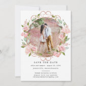 Rustikales Boho Botanical Wreath Foto Wedding Save The Date (Vorderseite)
