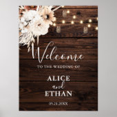 Rustikales Boho Botanische Hochzeit Begrüßungszeic Poster (Vorne)