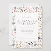 Rustikales Boho Botanisches Weißgraues Brautparty Einladung (Vorderseite)