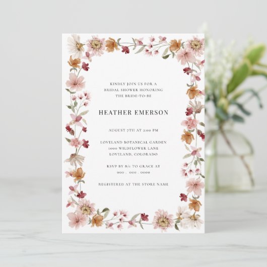 Rustikales Boho-Brautparty Einladung (Stehend Vorderseite)