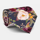 Rustikales Boho Burgund Blush Wasserfarben Blume D Krawatte (Gerollt)