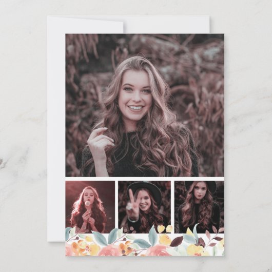 Rustikales boho burgundy Blumenkohl Foto Süß 16 Einladung (Rückseite)