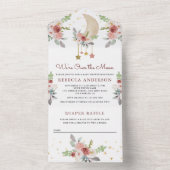 Rustikales Boho Burgundy Blumenstars Moon Babydusc All In One Einladung (Innen Boden)