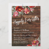 Rustikales Boho Burgundy Red Floral glücklich je n Einladung (Vorderseite)