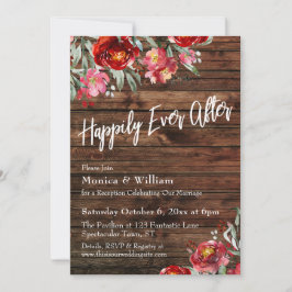 Rustikales Boho Burgundy Red Floral glücklich je n Einladung