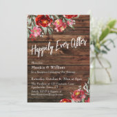 Rustikales Boho Burgundy Red Floral glücklich je n Einladung (Stehend Vorderseite)