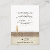 Rustikales Boho Burlap Wood Pampass Hochzeitsdetai Begleitkarte (Rückseite)