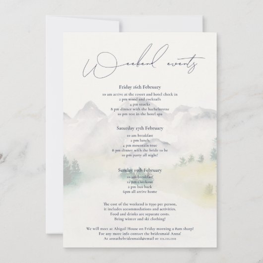 Rustikales Boho Colorado Bacheloretto Einladung (Rückseite)