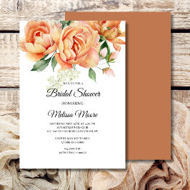 Rustikales Boho Coral Peach Blume Grüne Einladung