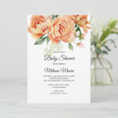 Rustikales Boho Coral Peach Blume Grüne Einladung (Stehend Vorderseite)