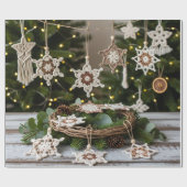 Rustikales Boho Crochet Snowflake Weihnachten Geschenkpapier (Flach)