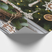 Rustikales Boho Crochet Snowflake Weihnachten Geschenkpapier (Ecke)