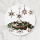 Rustikales Boho Crochet Snowflake Weihnachtsanfang Geschenkanhänger (Rückseite)