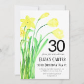 Rustikales Boho Daffodil 30. Floral Elegant Geburt Einladung (Vorderseite)