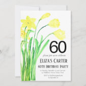 Rustikales Boho Daffodil 60. Floral Elegant Geburt Einladung (Vorderseite)