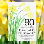 Rustikales Boho Daffodil 90th Floral Elegant Gebur Einladung<br><div class="desc">Gelbe Daffodil,  boho,  rustikal,  elegant,  feminin,  Frühlingstöne Blume,  botanische Aquarell 90. Geburtstag Party,  neunzigste Einladungen. Handgemalte Aquarellfarben Narzissen von mir selbst. Personalisieren Sie es mit Ihren Daten.</div>