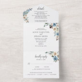 Rustikales Boho Dusty Blue Flowers Skript Hochzeit All In One Einladung (Innen Boden)