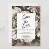 Rustikales Boho Dusty Pink Floral Bouquet Save The Date (Vorderseite)