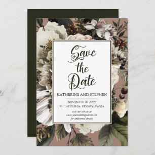 Rustikales Boho Dusty Pink Floral Bouquet Save The Date