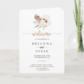 Rustikales Boho Elegant Floral Folded Wedding Prog Programm (Vorderseite)