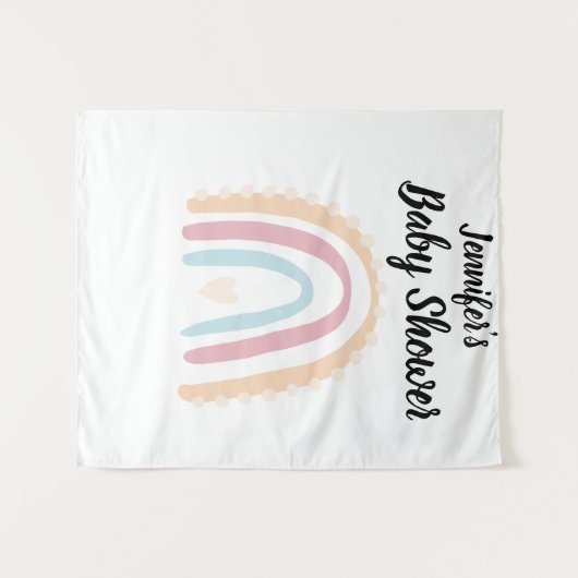 Rustikales Boho Elegant Rainbow Baby Dusche Hinter Wandteppich (Vorderseite (Horizontal))