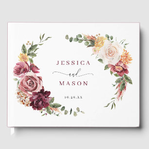 Rustikales Boho Fall Burgund Hochzeit Gästebuch