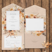 Rustikales Boho Fall Peach & Rust Floral Dinner All In One Einladung